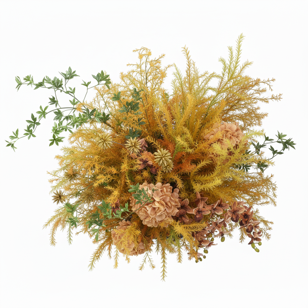 Orange Hydrangea, Fragrant Pine, Maple Leaf, Moth Orchid