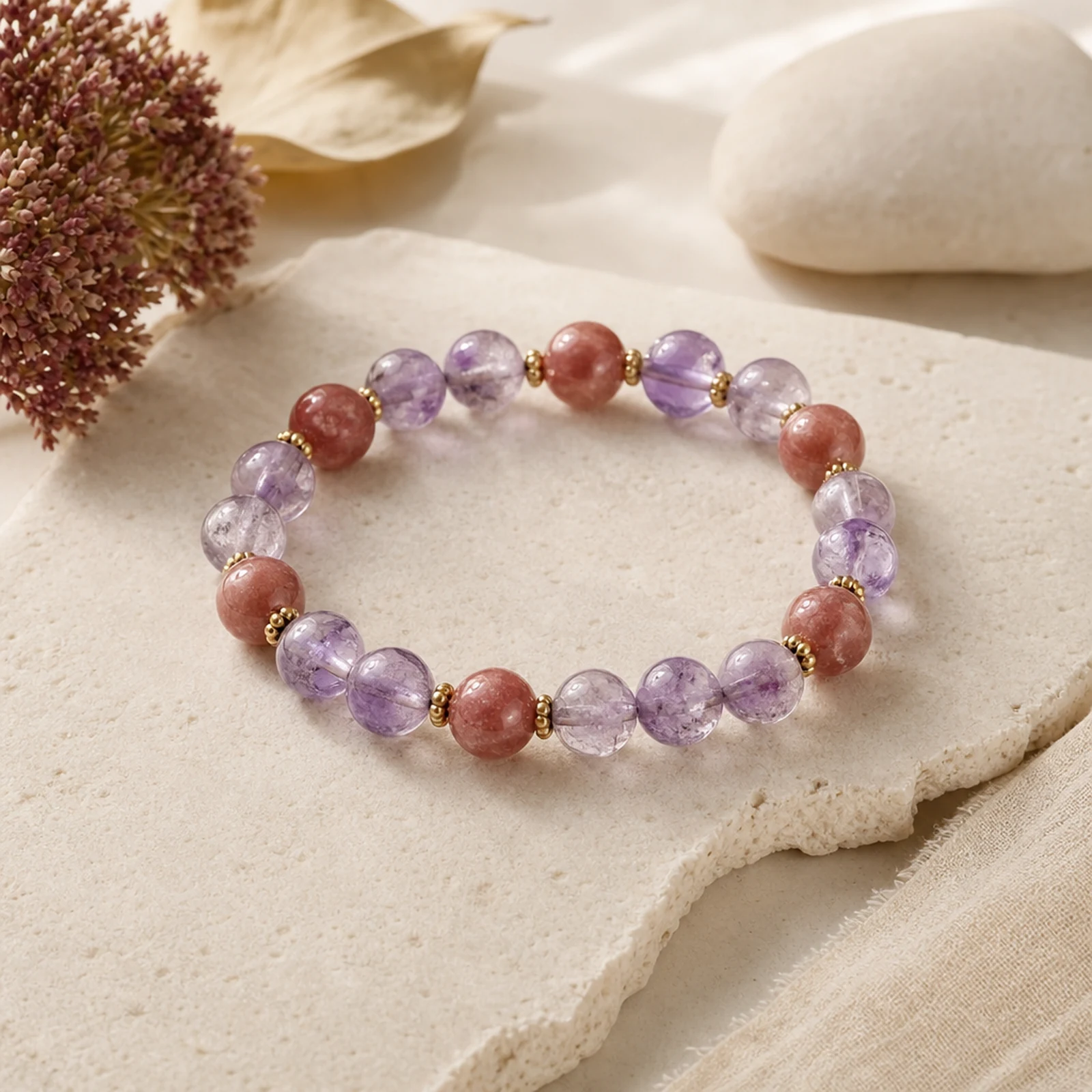 Lavender Fire Quartz Bracelet alternate angle
