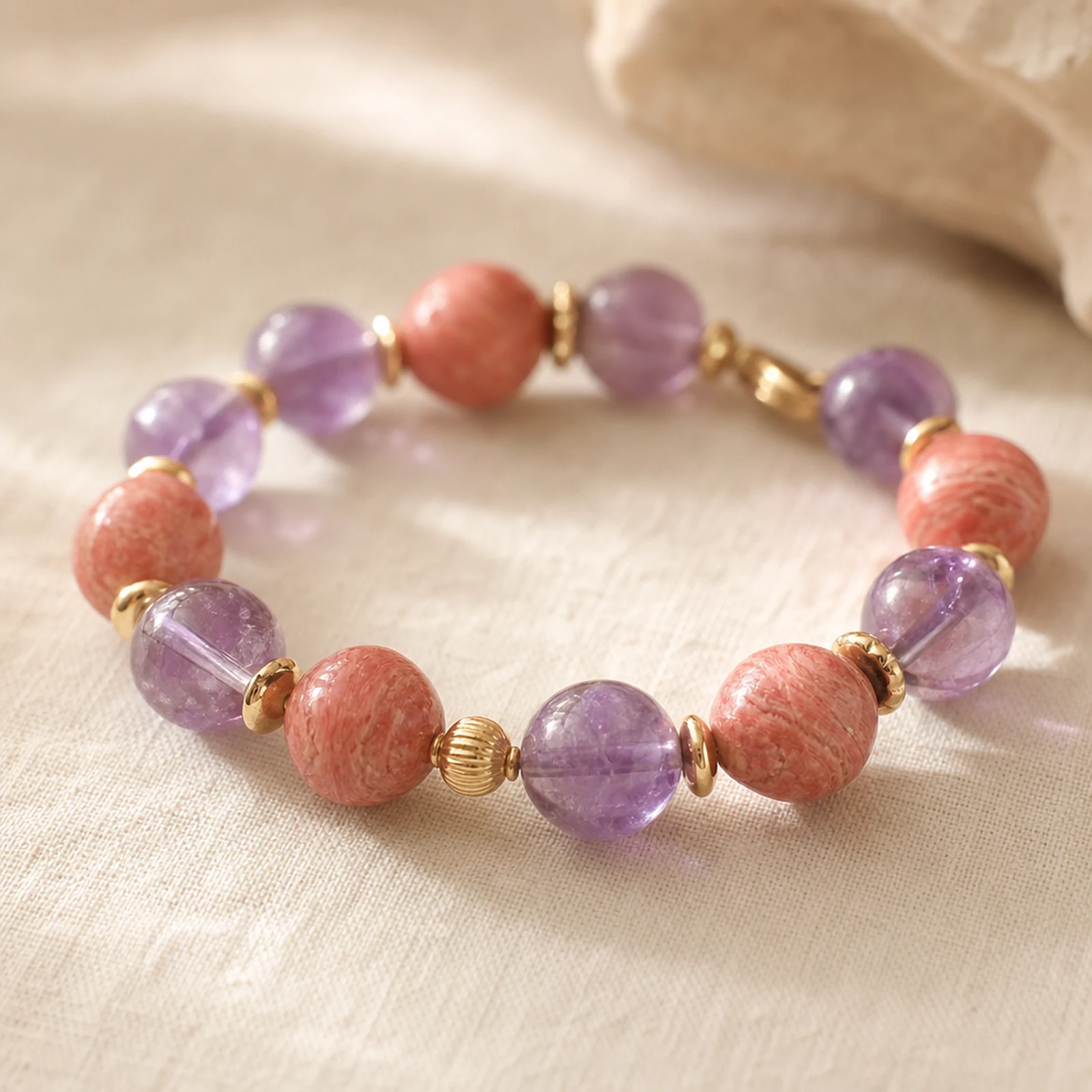 Lavender Fire Quartz Bracelet material detail