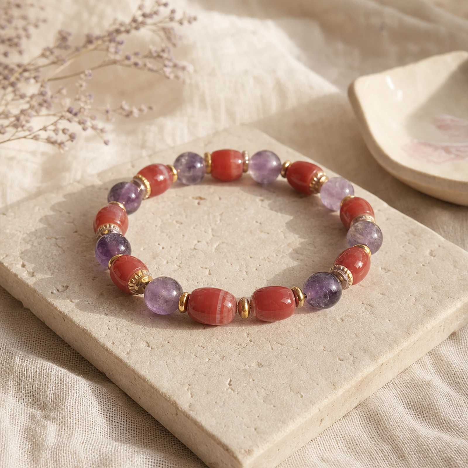 Lavender Fire Quartz Bracelet quiet ritual setting