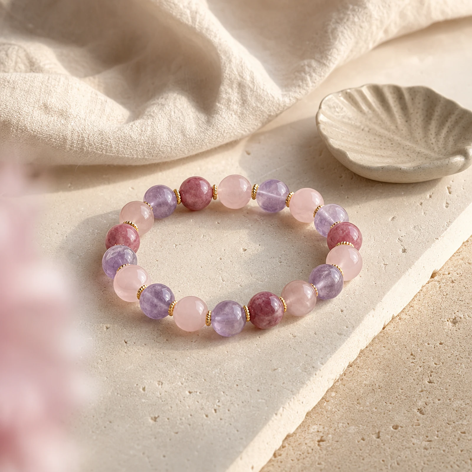 Rose Amethyst Bracelet quiet ritual setting