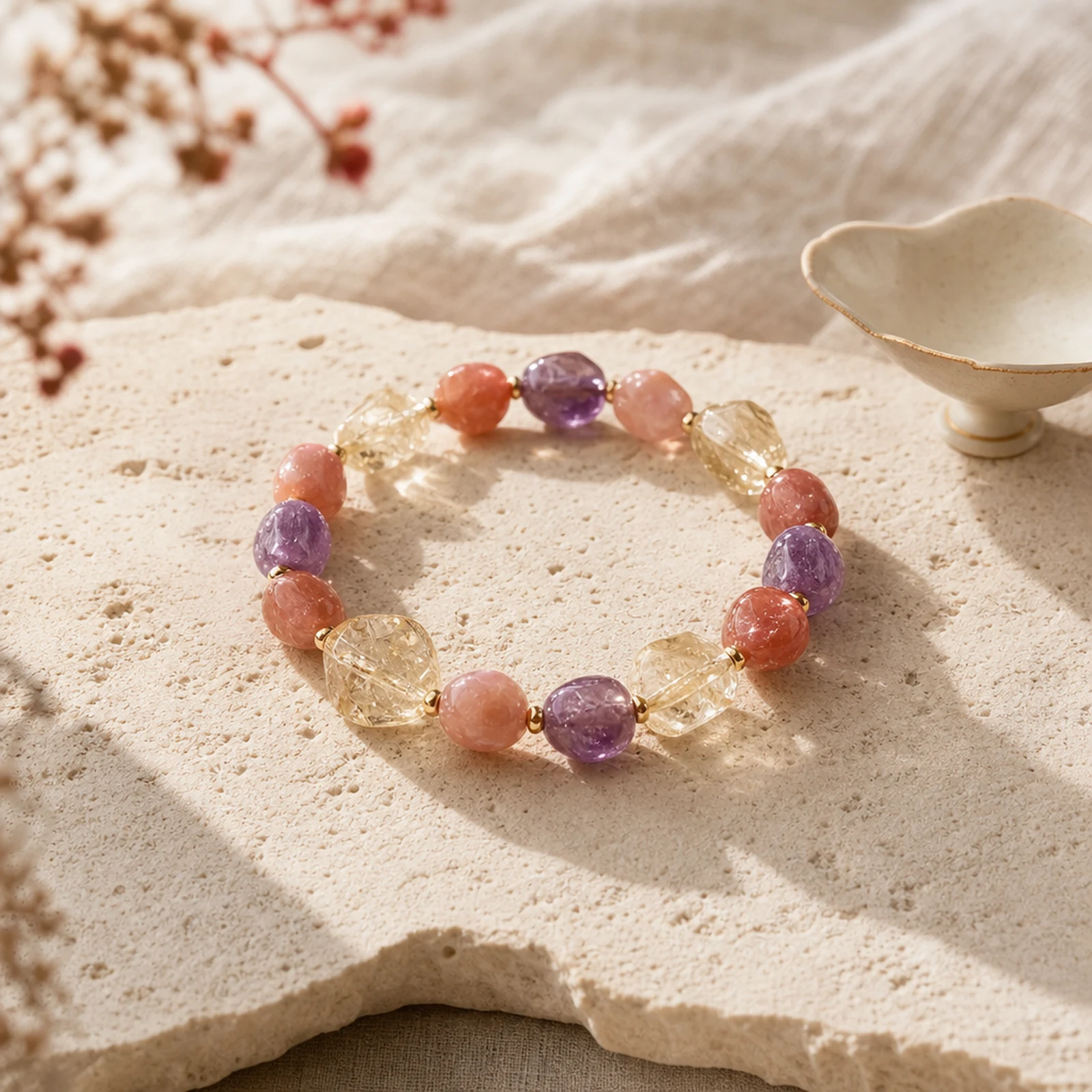 Rosefire Quartz Bracelet quiet ritual setting