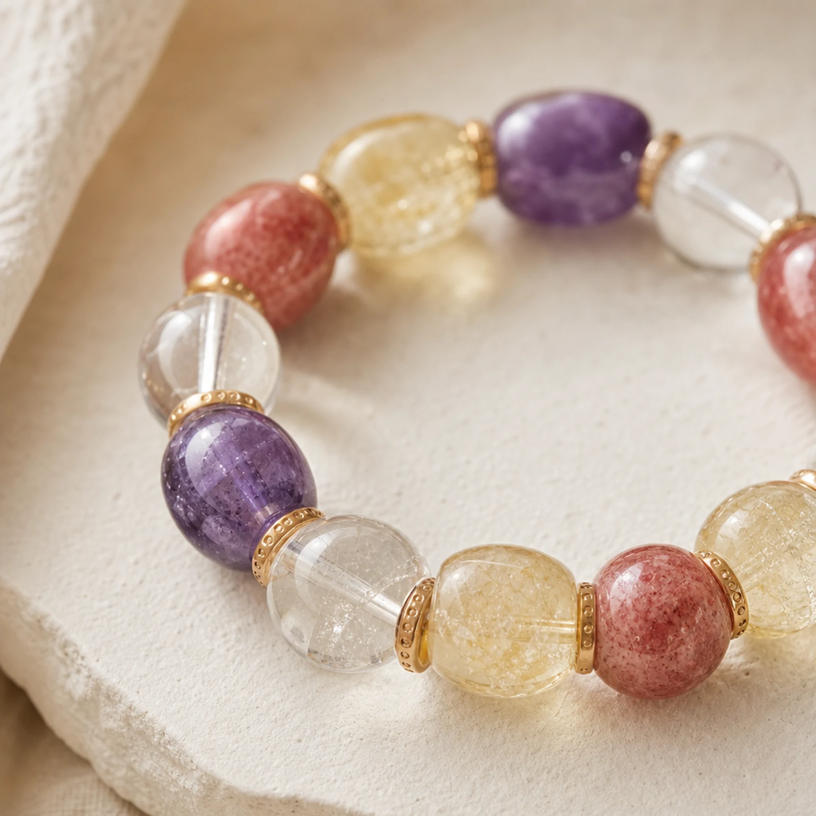 Fire Quartz Barrel Necklace material detail