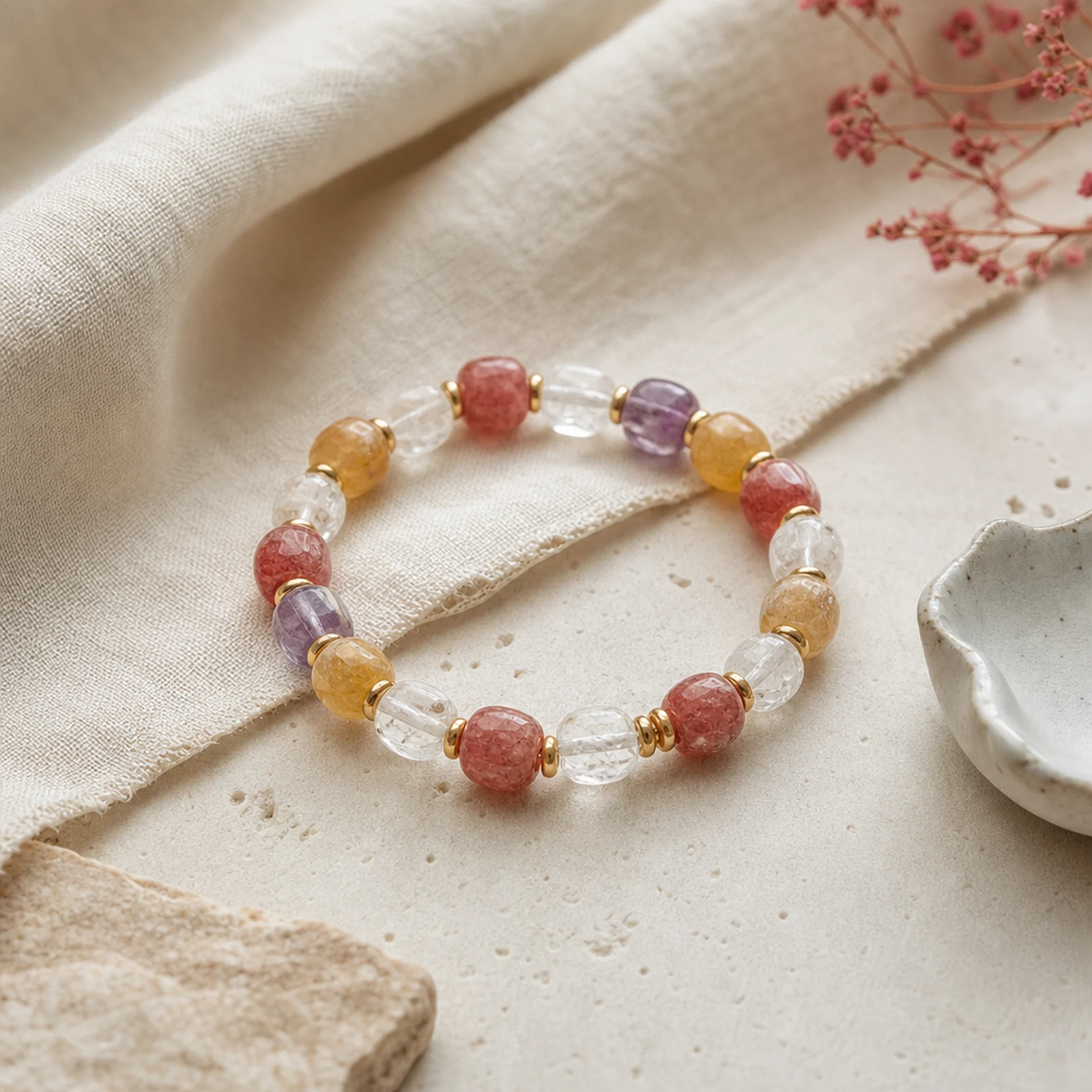 Fire Quartz Barrel Necklace quiet ritual setting