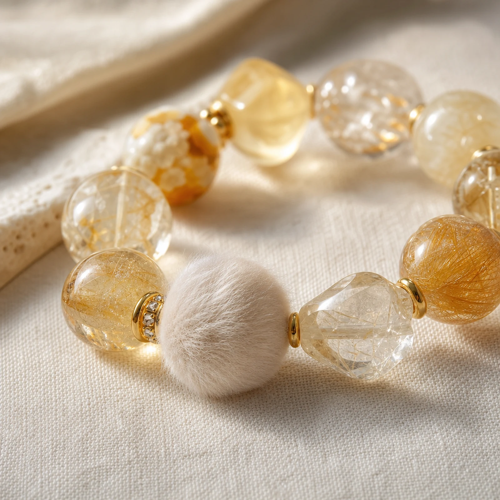 Citrine Rabbit-Hair Bracelet material detail