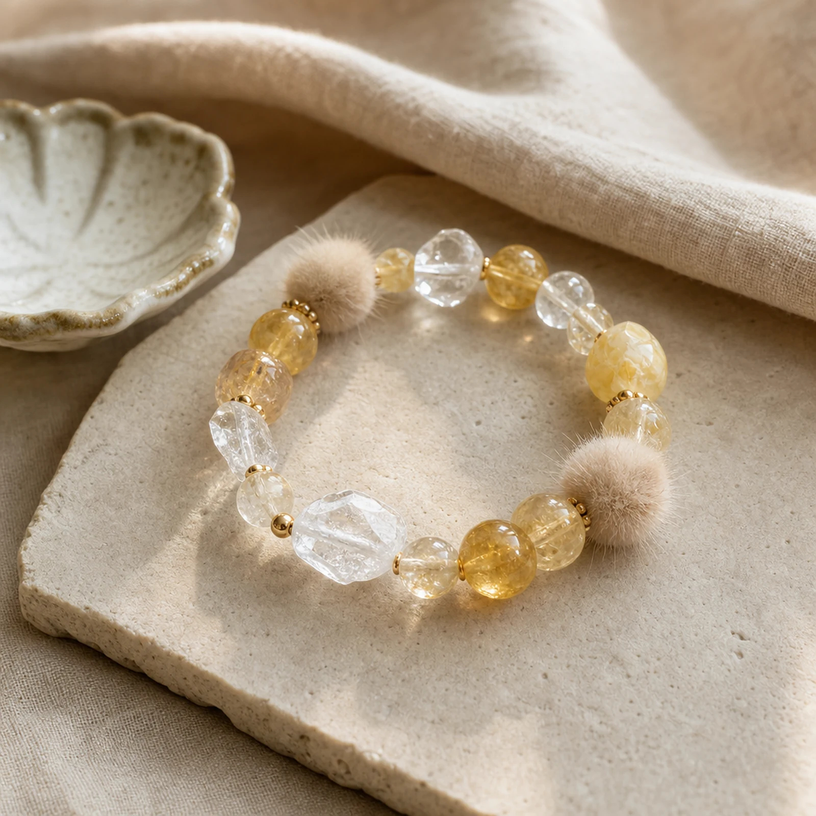 Citrine Rabbit-Hair Bracelet quiet ritual setting