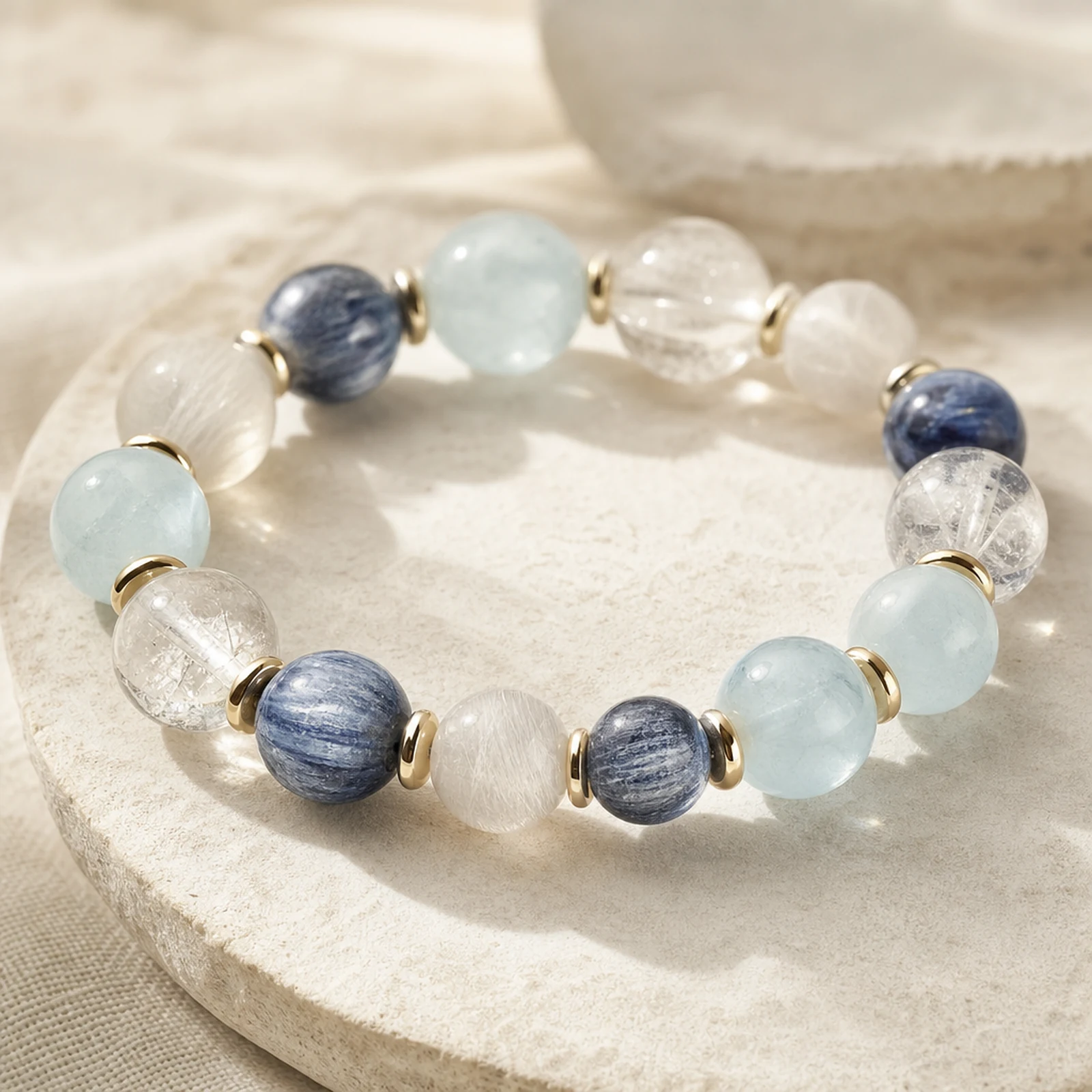 Kyanite White Quartz Bracelet material detail