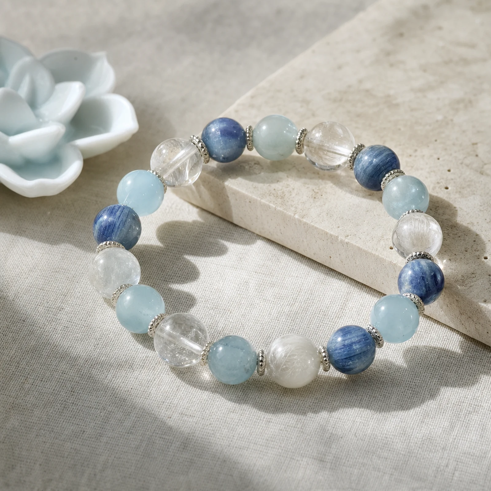 Kyanite White Quartz Bracelet quiet ritual setting