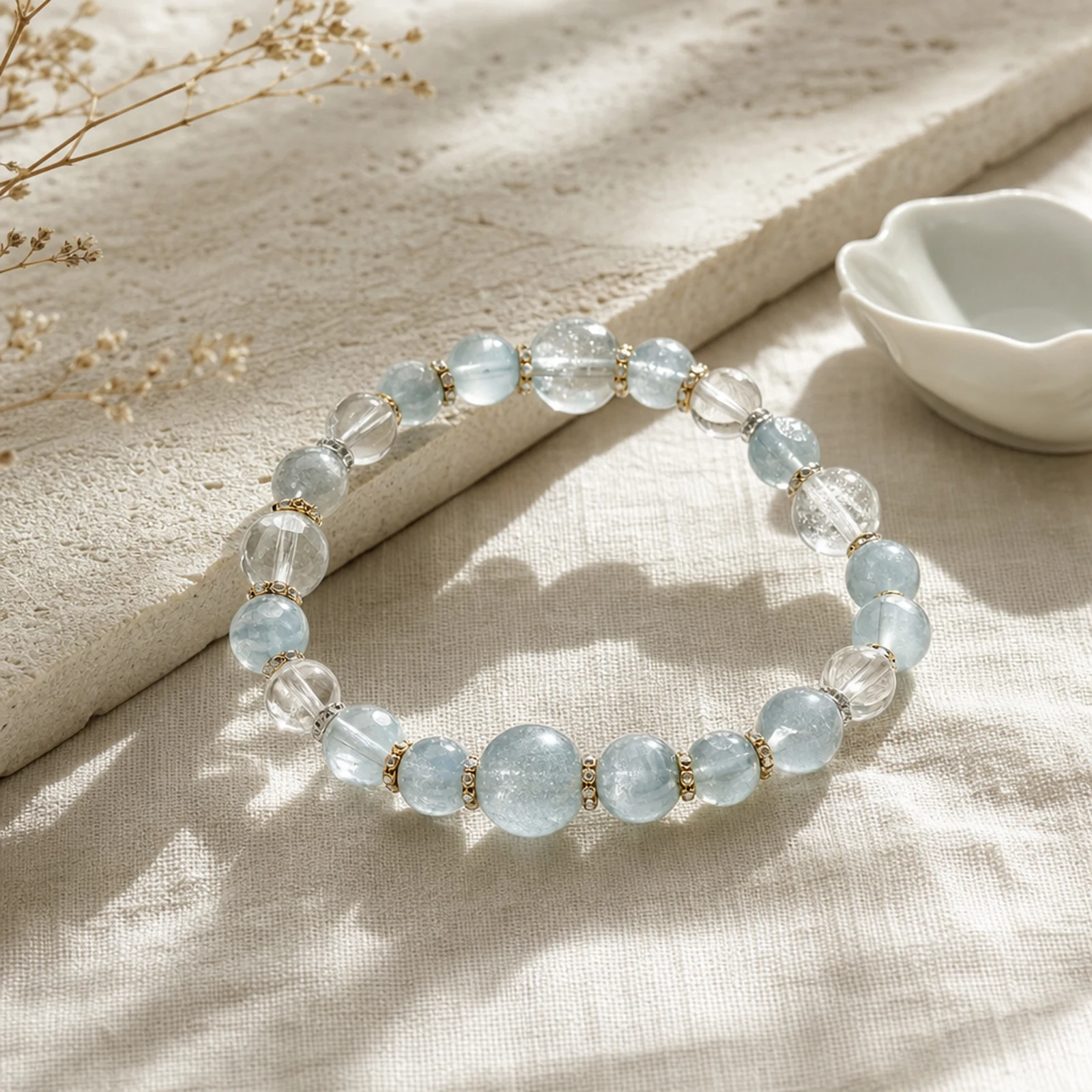 Aquamarine Silver Bracelet quiet ritual setting