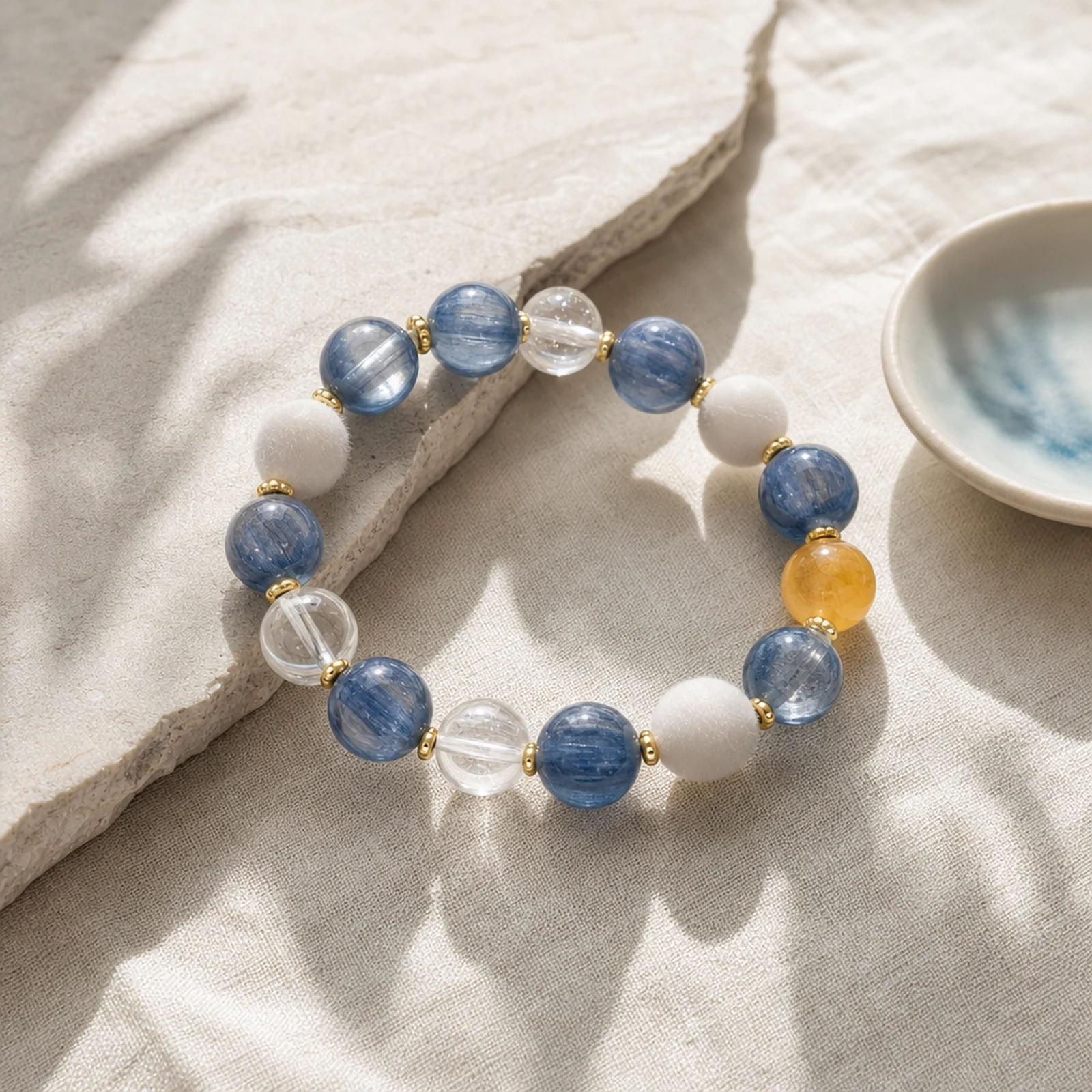 Kyanite Amber Bracelet quiet ritual setting