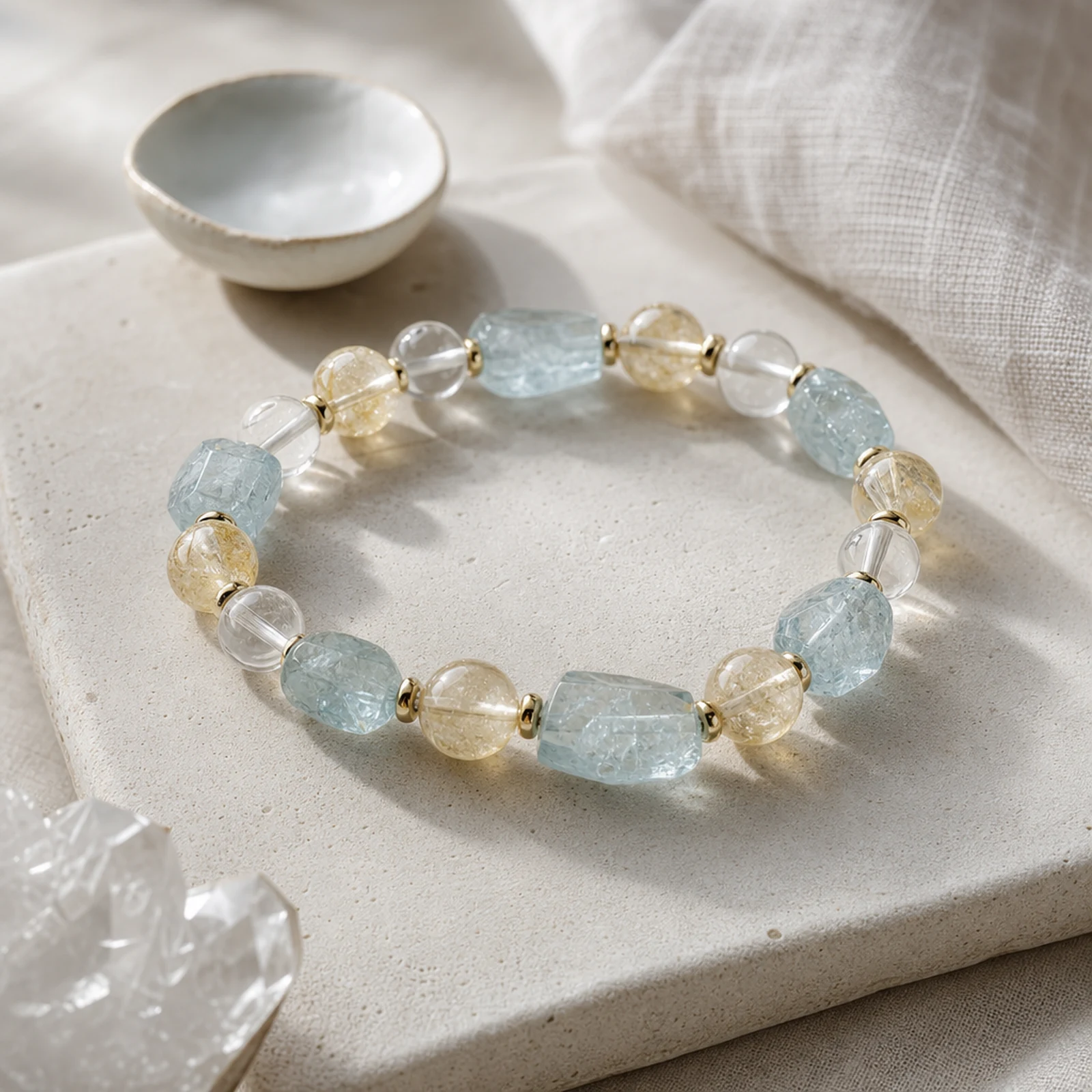 Aquamarine Citrine Bracelet quiet ritual setting