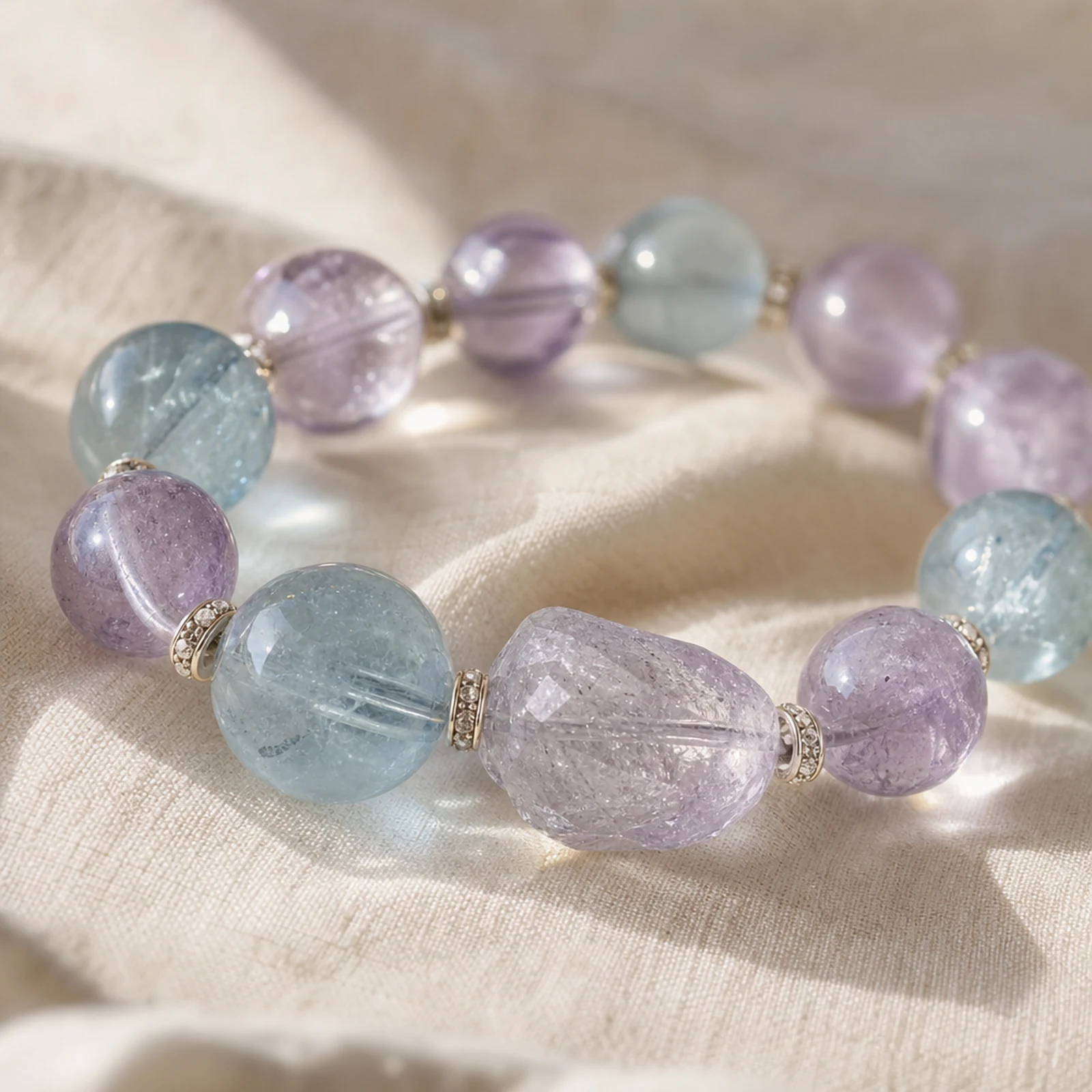 Aquamarine Amethyst Bracelet material detail
