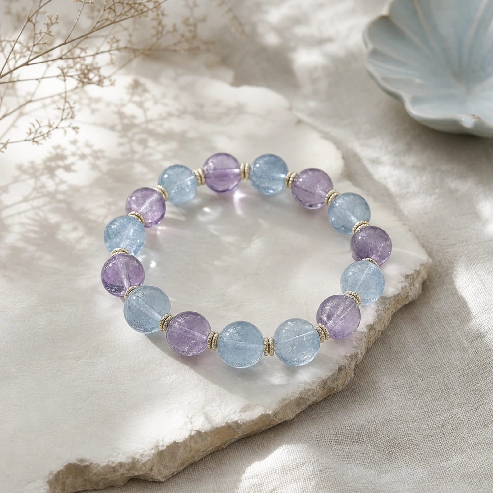 Aquamarine Amethyst Bracelet quiet ritual setting