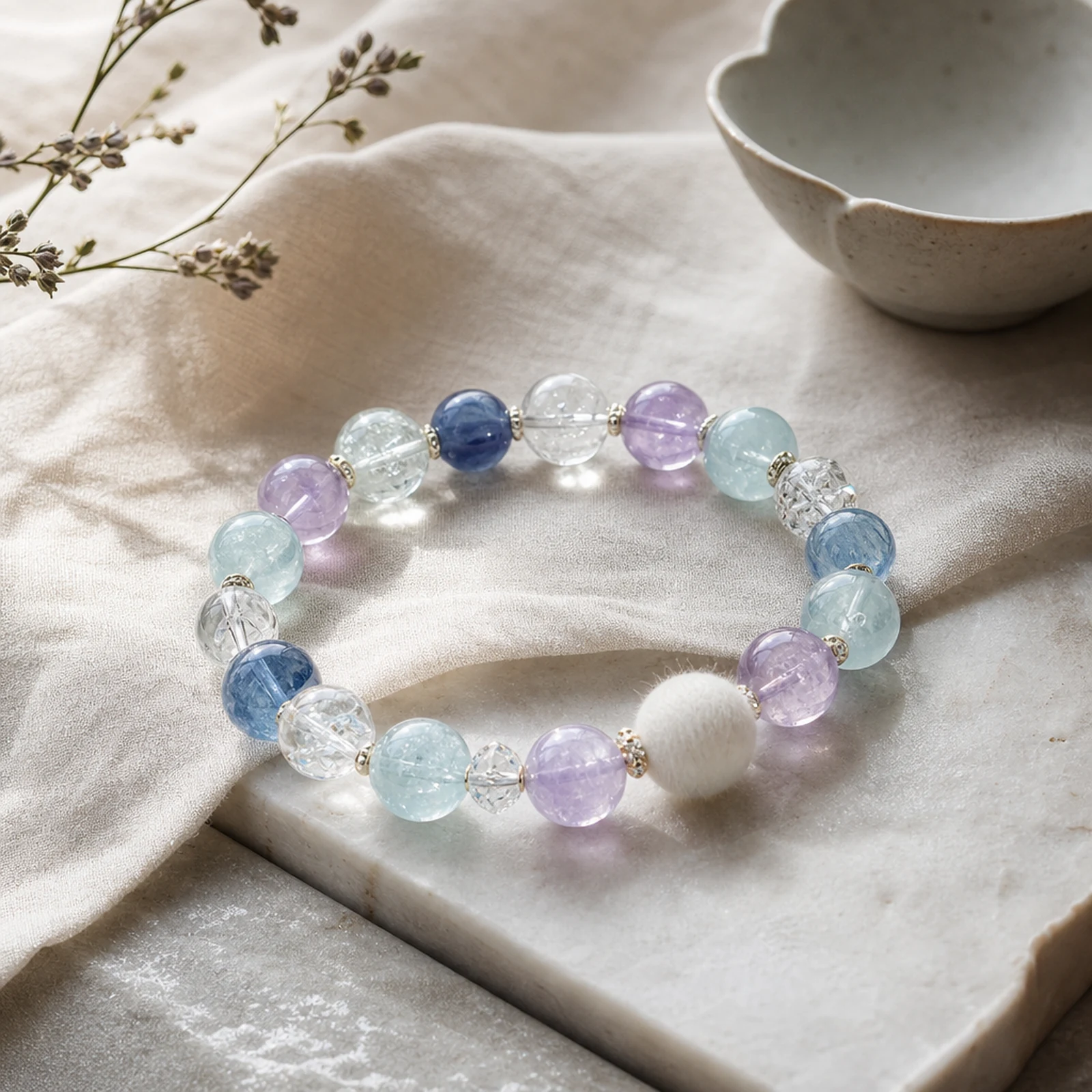 Aquamarine Topaz Bracelet quiet ritual setting