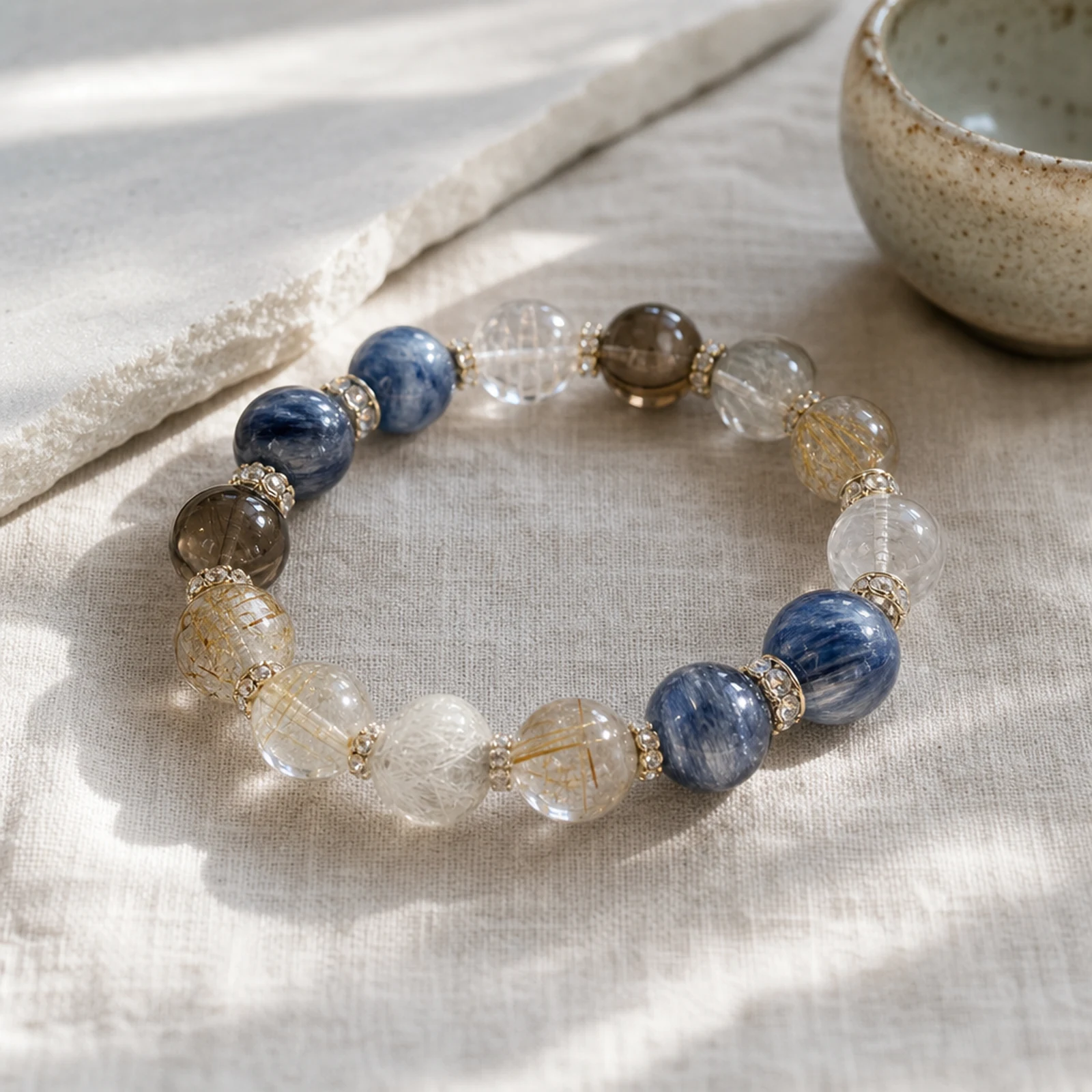 Kyanite Quartz Bracelet quiet ritual setting