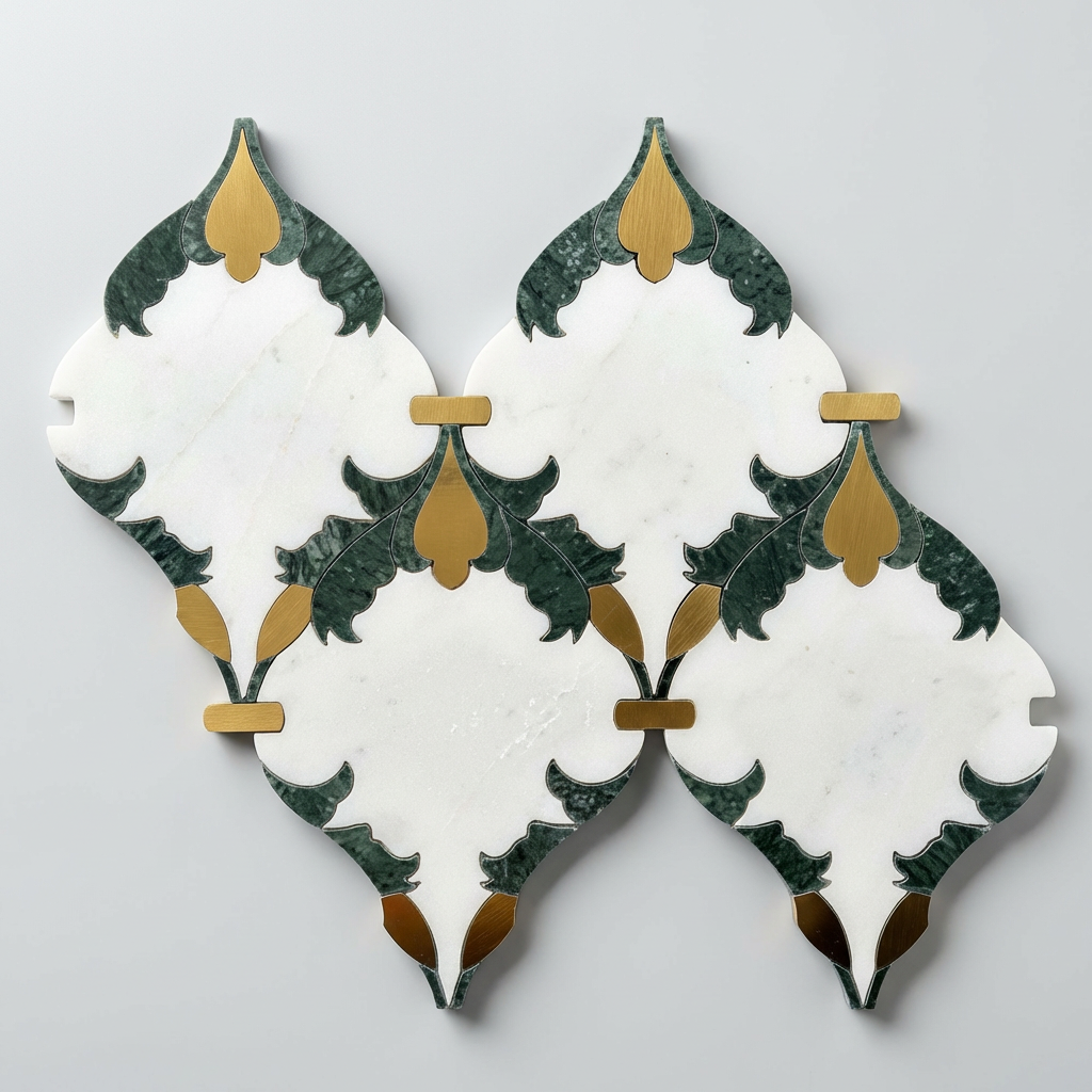 Gilded Ivy Waterjet Marble Mosaic