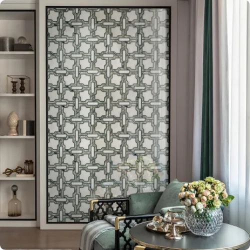 Emerald Lattice Waterjet Marble Mosaic