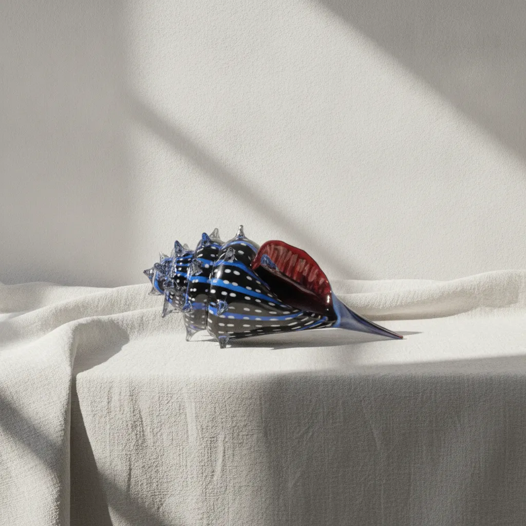 Cobalt Conch Art-Glass Sculpture