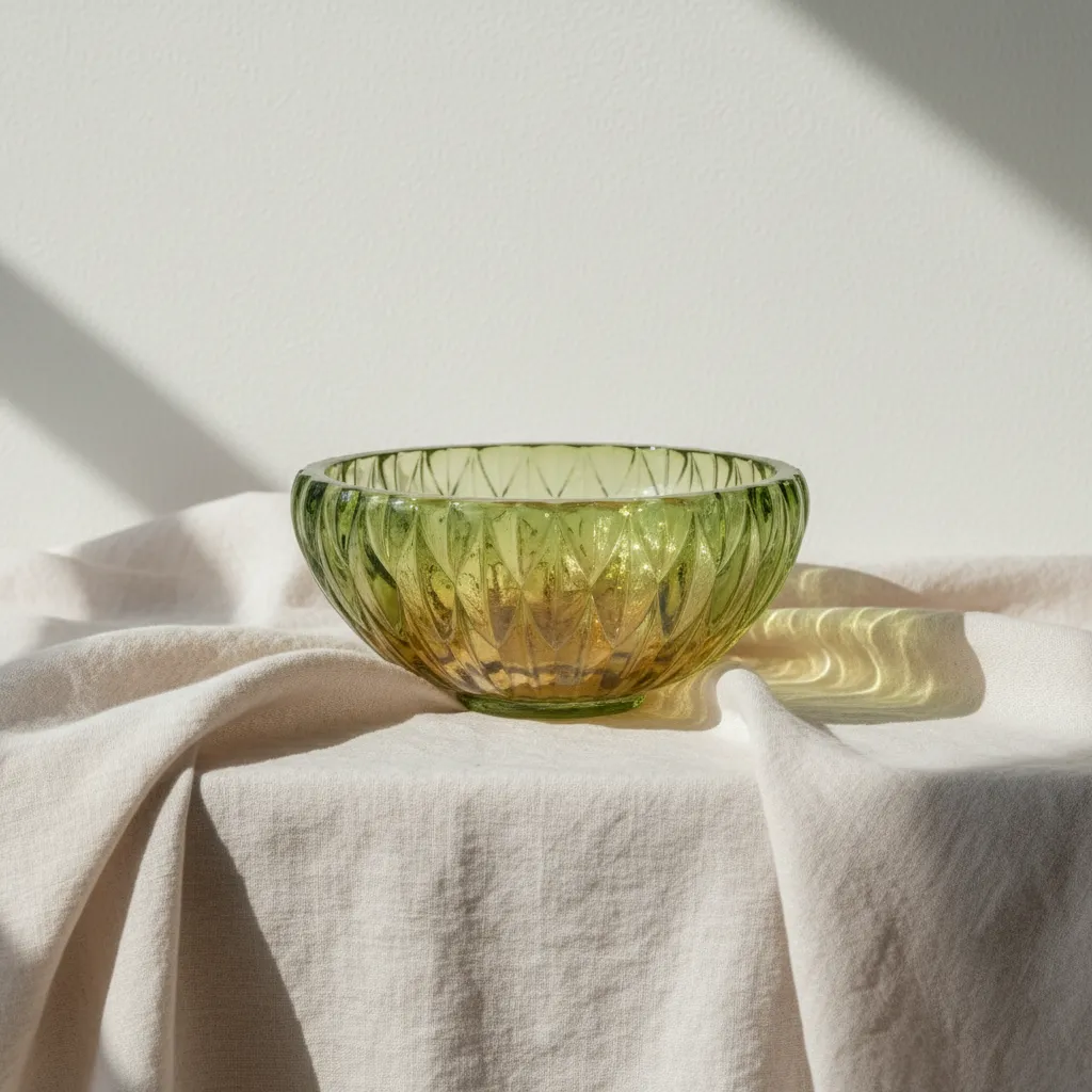 Faceted Citrine Glass Bowl