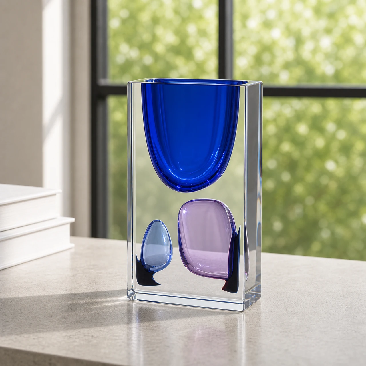 Sommerso Glass Vase, Cobalt styling detail