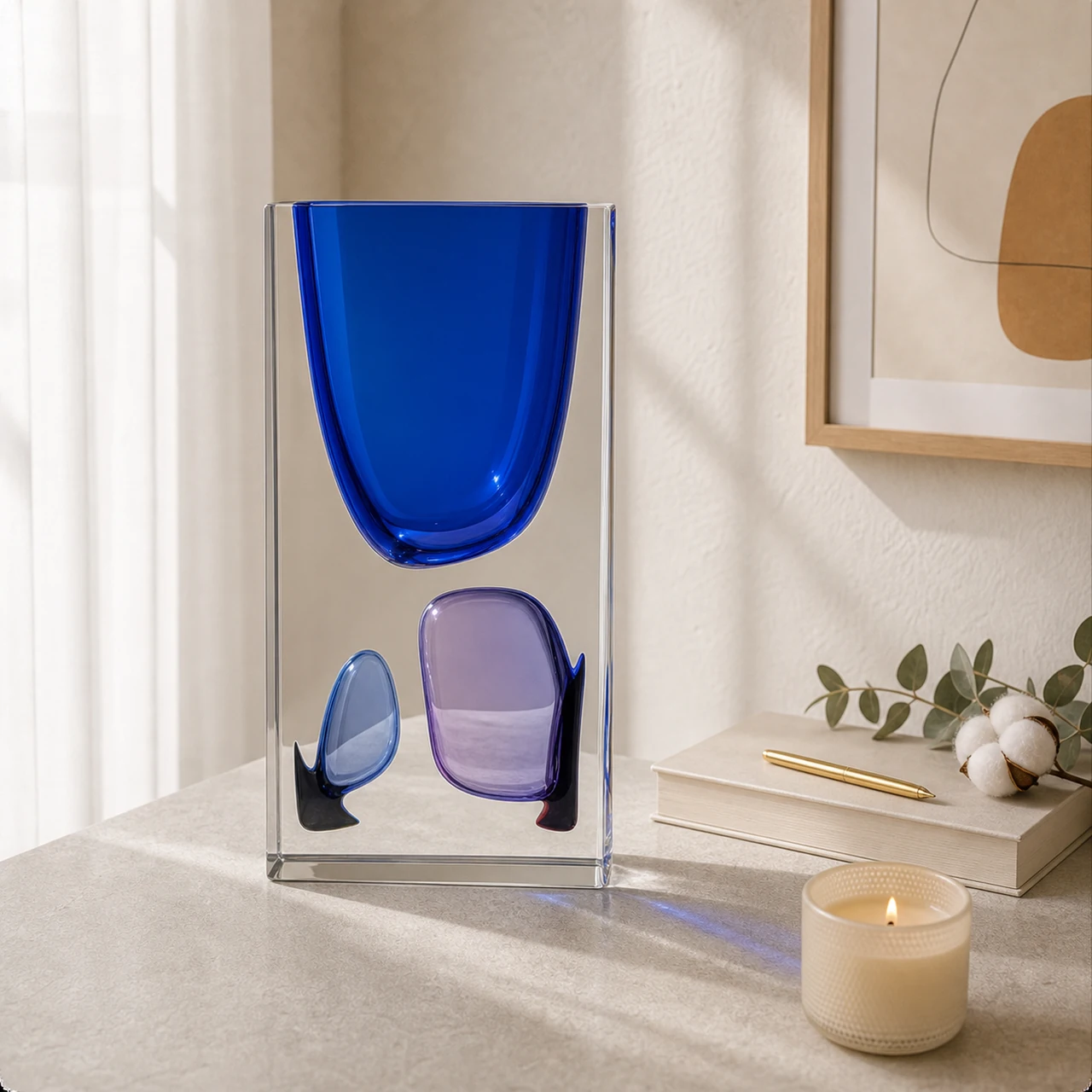 Sommerso Glass Vase, Cobalt alternate angle
