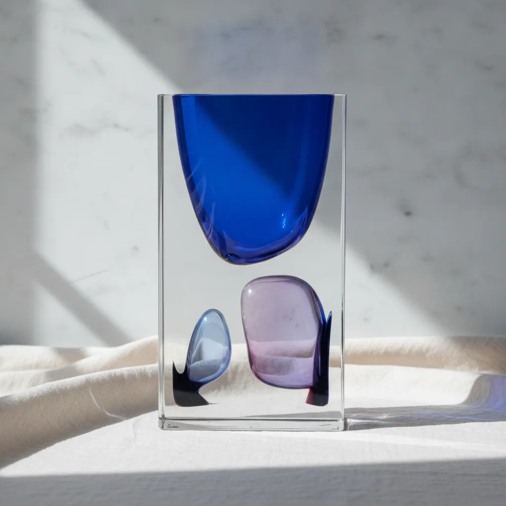 Sommerso Glass Vase, Cobalt