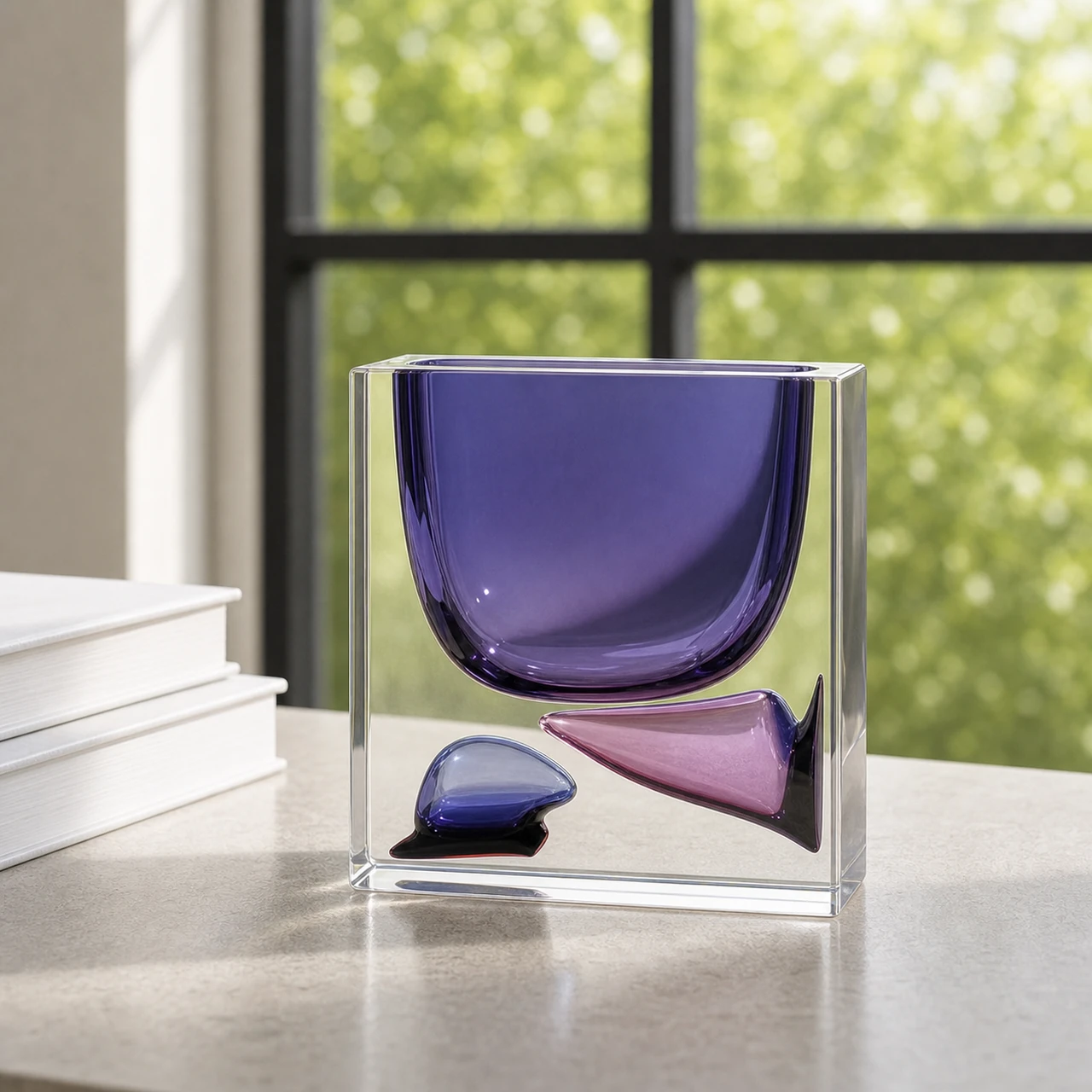 Sommerso Glass Vase, Violet styling detail