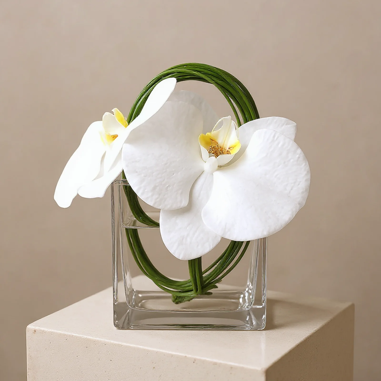 Orchid & Steel Grass Arrangement
