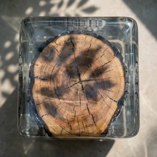 Obsidian Core: Charred Wood Crystal Stool