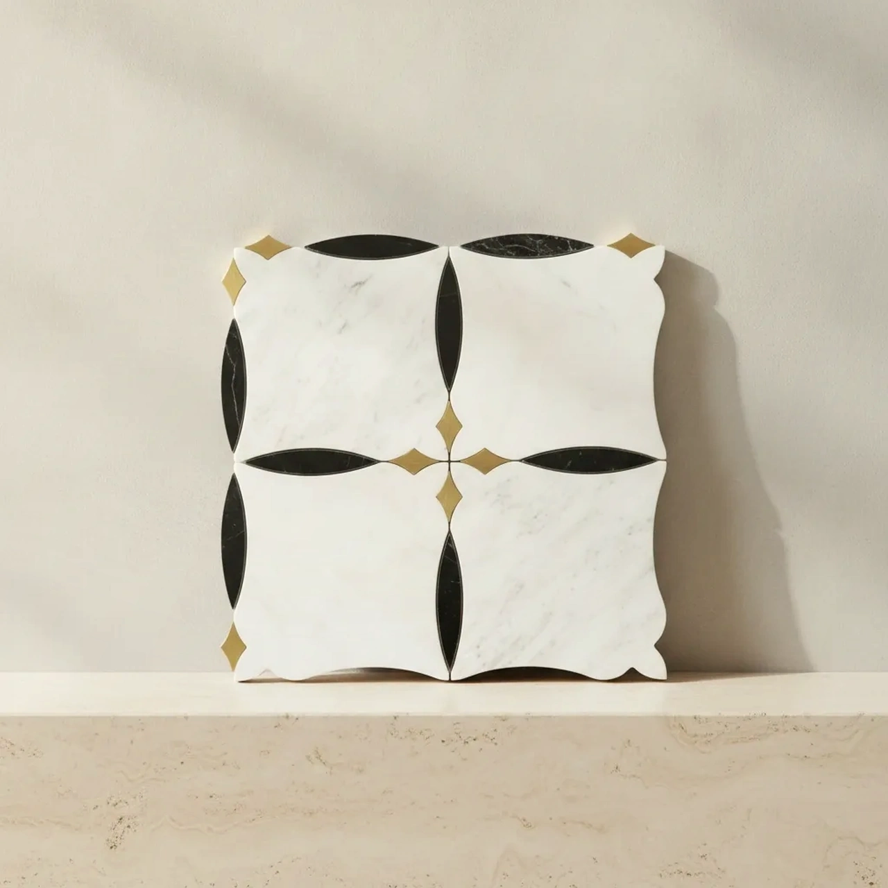 Art Deco Empress Waterjet Marble & Brass Mosaic