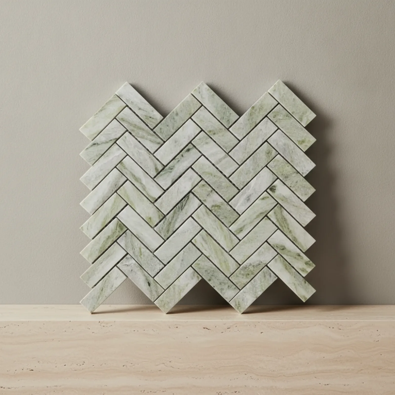Jade Herringbone Marble Mosaic