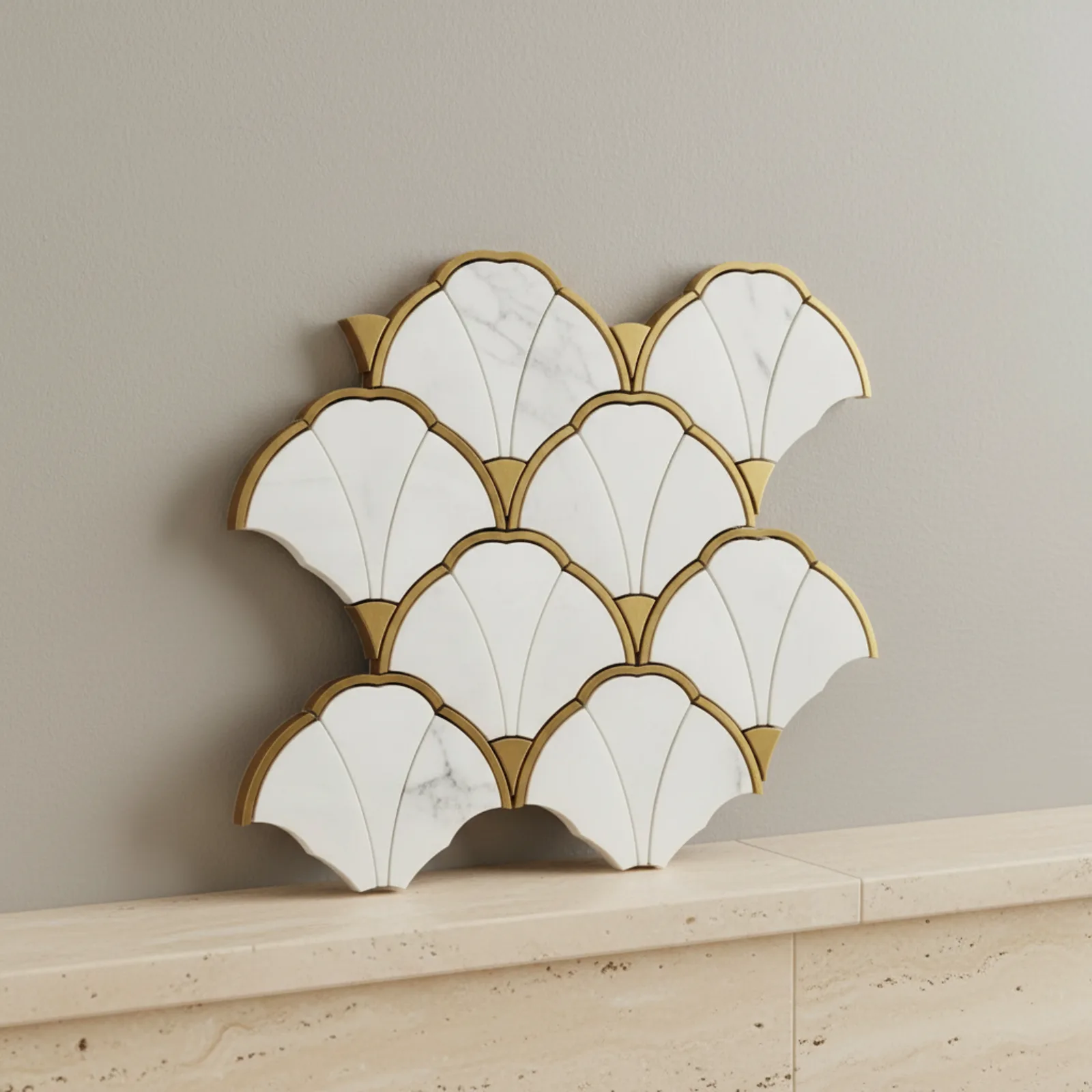 Pearl Fan Scallop Marble Mosaic