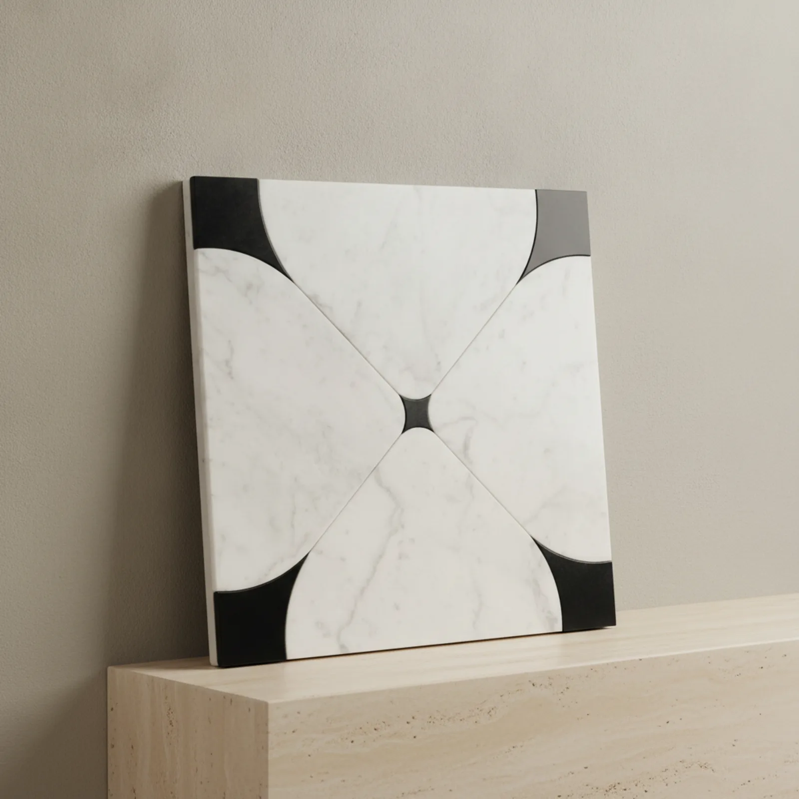 Petal Cross Carrara Marble Mosaic