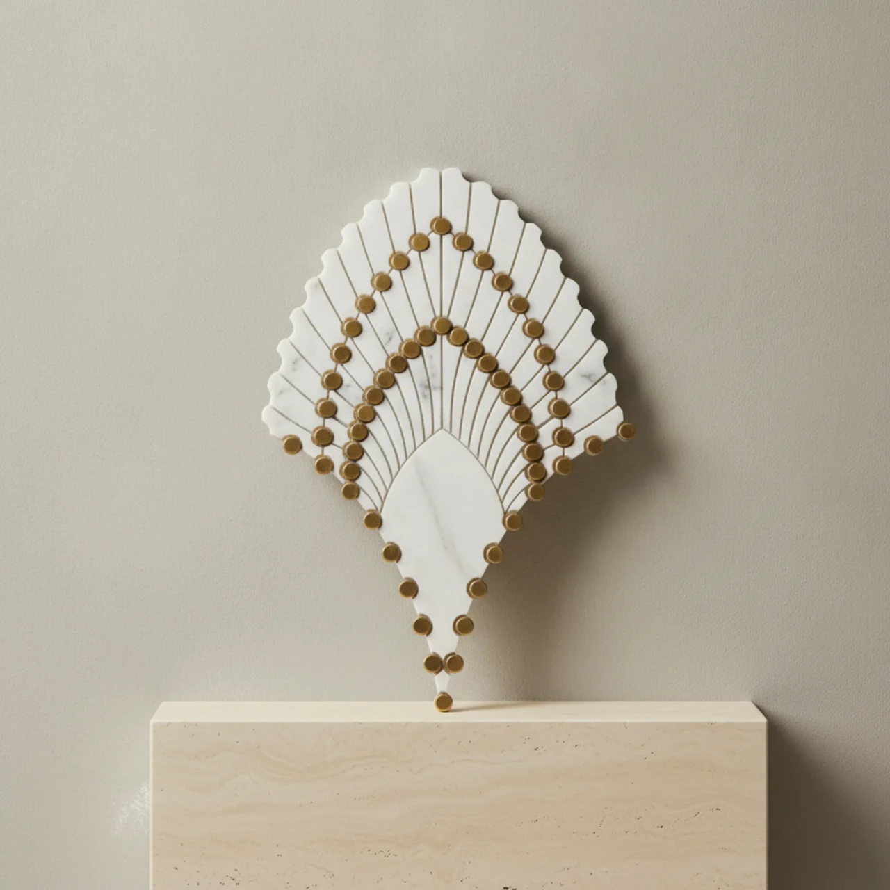 Sichuan White Plume Fan Marble Mosaic