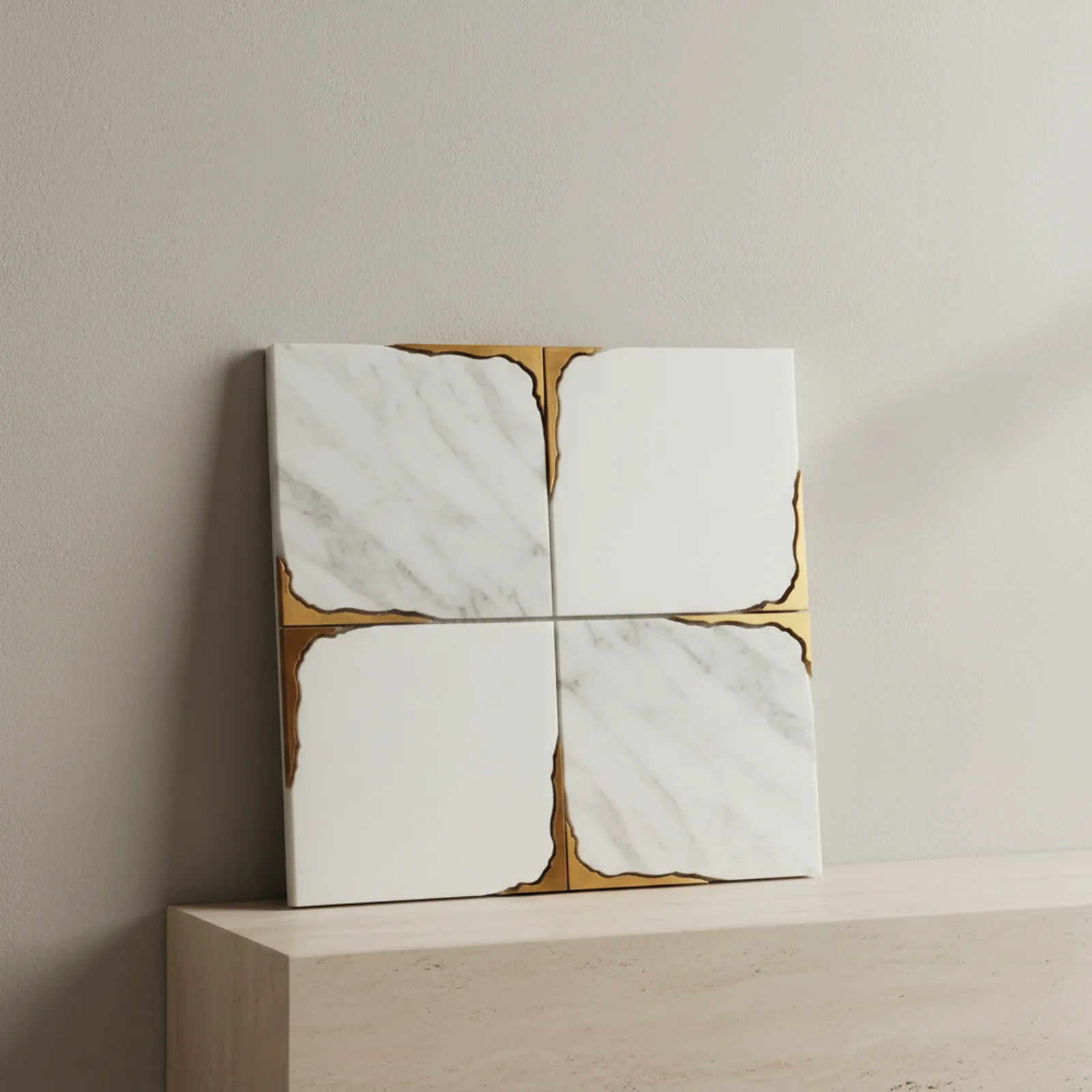 Sichuan White Quatrefoil Marble Mosaic