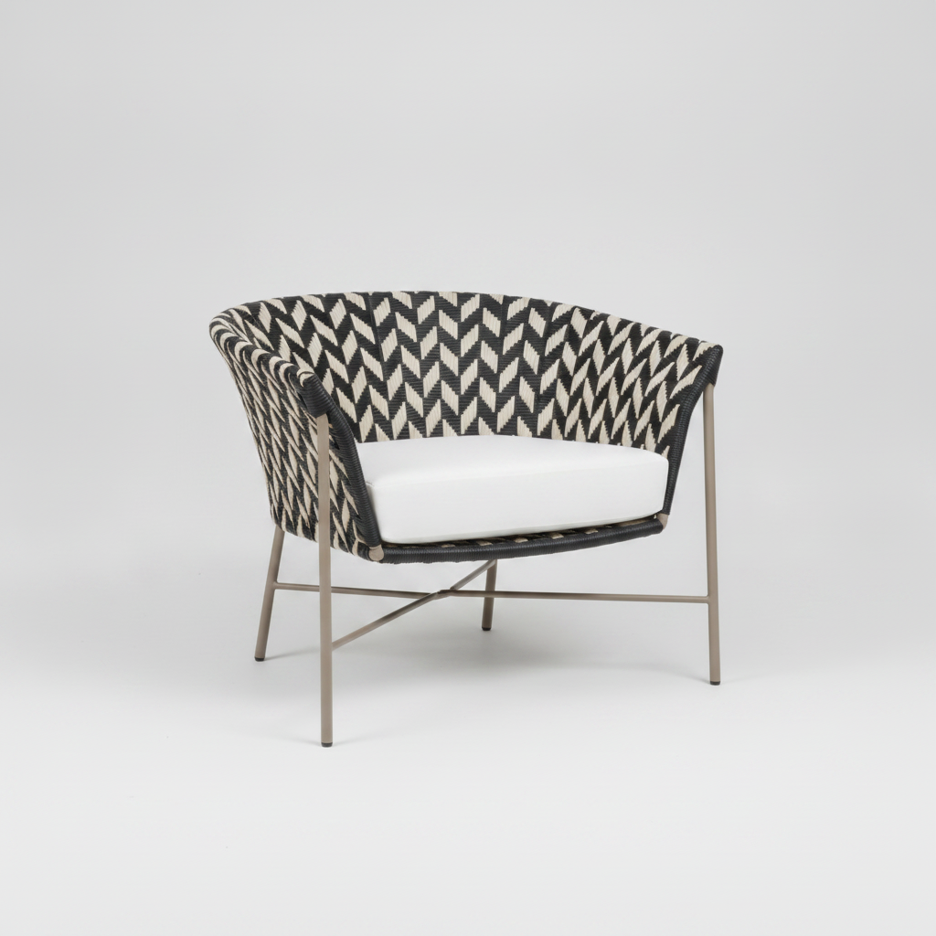 Reem Chevron Lounge Chair — Black & Cream
