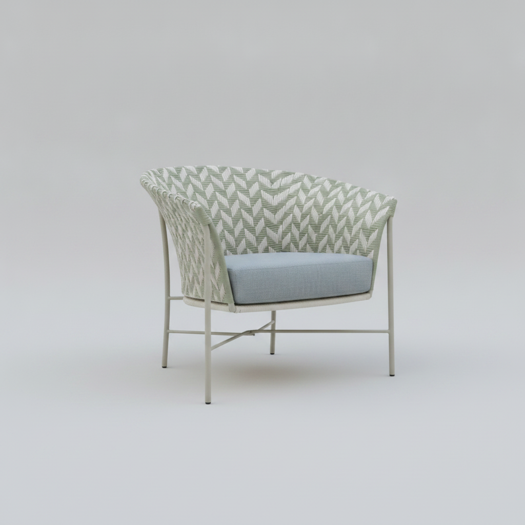 Reem Chevron Lounge Chair — Green & Cream