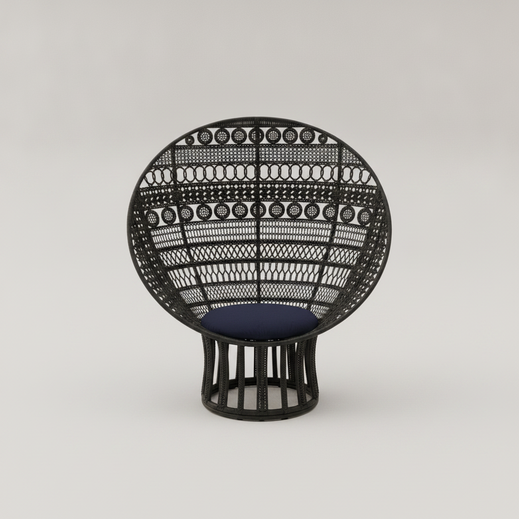 Safa Woven Sphere Lounge Chair — Black