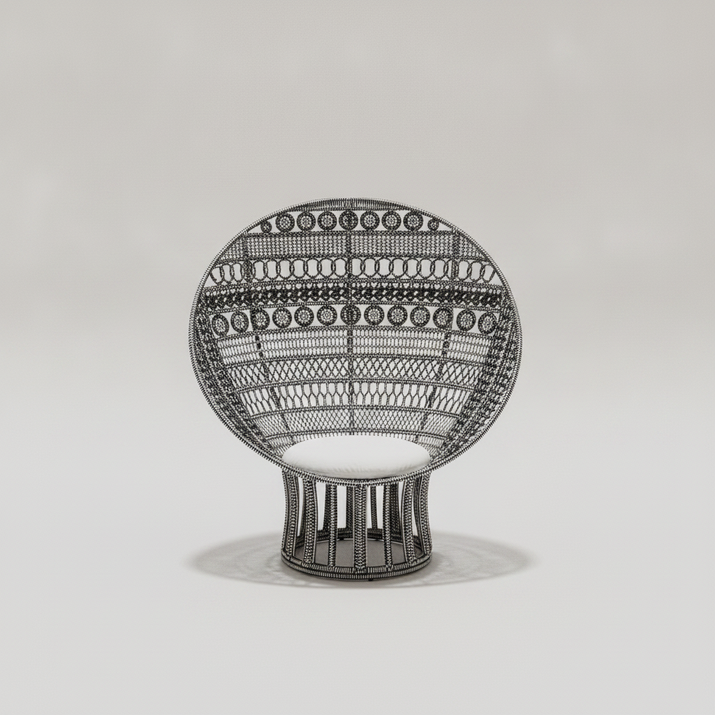 Safa Woven Sphere Lounge Chair — Black & White