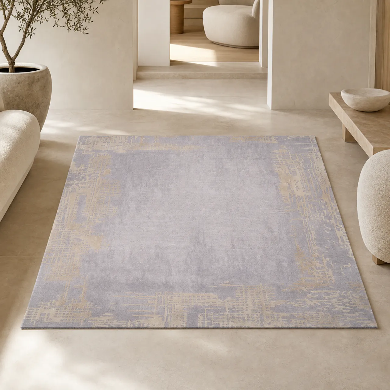 Abstract Patterned New Zealand Wool Rug