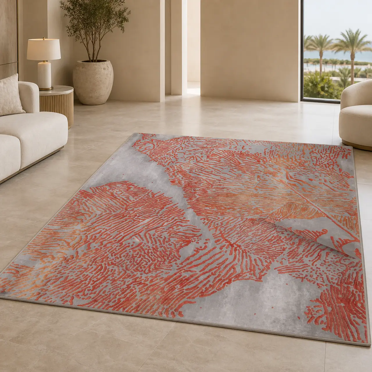 Coral Reef Abstract Hand-Tufted Rug